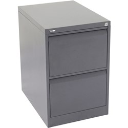GO 2 DRAWER FILING CABINET 705MMH X 460MMW X 620MMD ASSEMBLED GRAPHITE RIPPLE