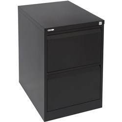 GO 2 DRAWER FILING CABINET 705MMH X 460MMW X 620MMD ASSEMBLED BLACK RIPPLE