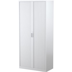 STEELCO TAMBOUR DOOR CUPBOARD 5 Shelf White Satin H2000xW900xD463mm