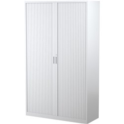 STEELCO TAMBOUR DOOR CUPBOARD 5 Shelf White Satin H2000xW1200xD463mm
