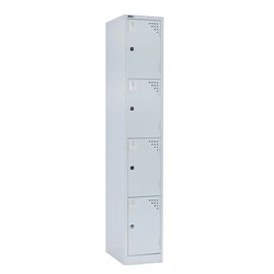 GO LOCKER 4 TIER ASSEMBLED 380W X 1830H X 455D SILVER GREY