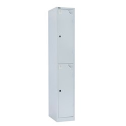 GO LOCKER 2 TIER ASSEMBLED 380W X 1830H X 455D SILVER GREY