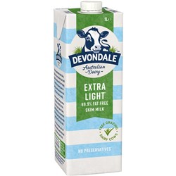 DEVONDALE UHT MILK Skim 1lt extra light Pack of 10
