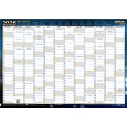 WRITERAZE DATED WALL PLANNER 700 X 1000mm UNFRAMED LAMINATED BLUE