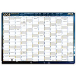 WRITERAZE DATED WALL PLANNER 500 X 700mm FRAMED LAMINATED BLUE