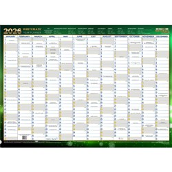 WRITERAZE DATED WALL PLANNER 500 X 700MM RECYCLED LAMINATED GREEN