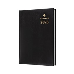 COLLINS STERLING DIARY A5 184 DTP 1 HR 7AM-8PM BLACK