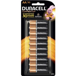 DURACELL ALKALINE BATTERY AA CARD  of 10