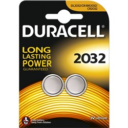 DURACELL  BUTTON BATTERY 2032 Battery DL2032 Lithium 2 pack CR2032