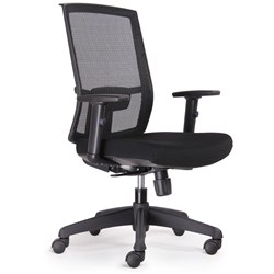 KALTASK PROMESH CHAIR+ARMS HIGH BACK MESH 135KG WEIGHT RATE BLACK SEAT & BACK