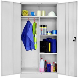 GO H/D STEEL STORAGE WARDROBE ASSEMBLED INCL 1 FULL 2 HALF SHELVES SILVER GREY