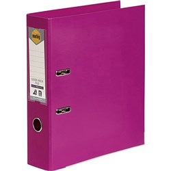 MARBIG A4 LEVER ARCH PINK FOLDER LINEN FINISH