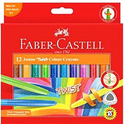 FABER CASTELL TWIST CRAYON TRI COLOUR PK 12