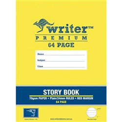 WRITER PREMIUM STORY BOOK 64 PAGE HALF PLAIN HALF RULED 24MM SOLID RULED + MARGIN