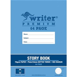 WRITER PREMIUM STORY BOOK 64PAGE PLAIN 24MM DOTTED THIRDS + MARGIN