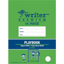 WRITER PREMIUM PLAYBOOK 64 PAGE PLAIN 10MM SOLID RULED + MARGIN