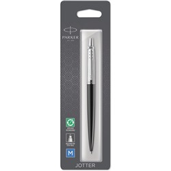 PARKER JOTTER BALLPOINT PEN Bond Street Black Chrome Trim Blue Ink