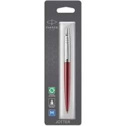 PARKER JOTTER BALLPOINT PEN Kensington Red Chrome Trim  Blue Ink
