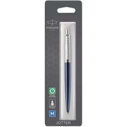 PARKER JOTTER BALLPOINT PEN Royal Blue Chrome Trim Blue Ink