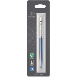 PARKER JOTTER BALLPOINT PEN Waterloo Blue Chrome Trim Blue Ink