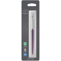 PARKER JOTTER BALLPOINT PEN Victoria Violet Chrome Trim Blue Ink