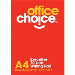 OFFICE CHOICE A4 NOTE PAD PACK 10 EXECUTIVE QUALITY 70GSM 70 LEAF PER LINED PAD **