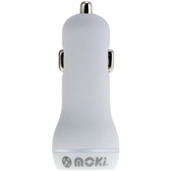 MOKI DUAL USB CAR CHARGER WHITE