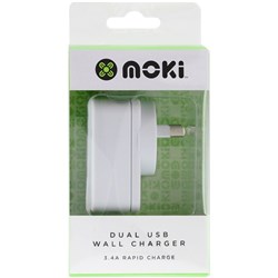 MOKI DUAL USB WALL CHARGER WHITE