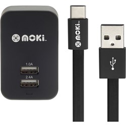 Moki Type C TO USB CHARGER + CABLE      ACC MTCWALL