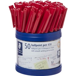 STAEDTLER 430 BALLPOINT PEN 1.0mm Red - Pack of 50