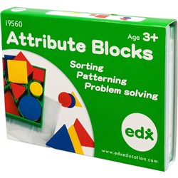 Edx Education Attribute Blocks Set Set of 60 in storage tray