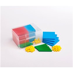 Plastic Base Ten Set Includes Assorted Colours of 1 10 Rods, 10 Flats and 1 Block