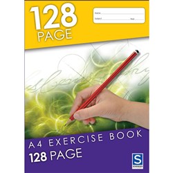 SOVEREIGN EXERCISE BOOK A4 128 PAGE 8MM RULED RED MARGIN BTS