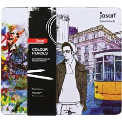 Jasart Colour Pencil Design Tin of 24