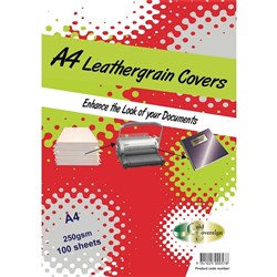GOLD SOVEREIGN BINDING COVERS A4 250GSM Leathergrain White Pack of 100