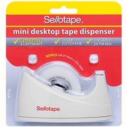 Sellotape MINI Tape Dispenser 19mmx25m BLACK OR WHITE *INCLUDES BONUS TAPE*