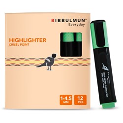 BIBBULMUN HIGHLIGHTER GREEN Chisel Green PRICE IS EACH (BOX IS 12)