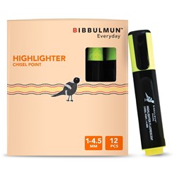 BIBBULMUN HIGHLIGHTER YELLOW Chisel Yellow PRICE IS EACH (BOX IS 12)