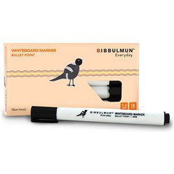 BIBBULMUN WHITEBOARD MARKER BK Bullet Black PRICE IS EACH (BOX IS 10)
