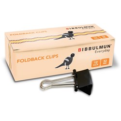 BIBBULMUN FOLDBACK CLIPS 32mm 32mm Pack of 12 CVC