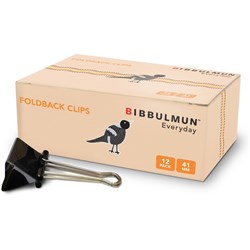BIBBULMUN FOLDBACK CLIPS 41mm 41mm Pack of 12 CVC