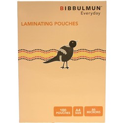 BIBBULMUN  LAMINATING POUCH A4 80 Micron Pack of 100 CVC