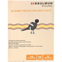 BIBBULMUN SHEET PROTECTORS A4 Heavy Duty Pack of 100 CVC