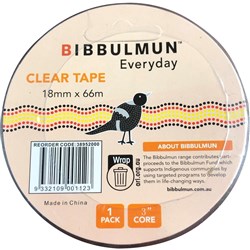 BIBBULMUN OFFICE TAPE 18x66mm 18mmX66m Clear PER ROLL