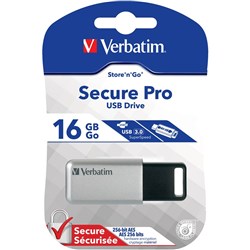 VERBATIM STORE 'N' GO USB Encrypted 16GB Silver ORDER IN ONLY