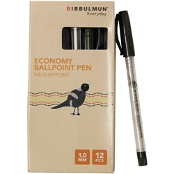 BIBBULMUN BALLPOINT PEN ECONOMY PACK OF 12 BLACK