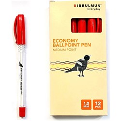 BIBBULMUN ECONOMY PEN RED BALLPOINT Pack of 12