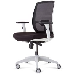 OFFICE PROMESH LUMINOUS CHAIR 135KG WEIGHT RATE WHITE FRAME BLACK BACK & SEAT WITH ARMS