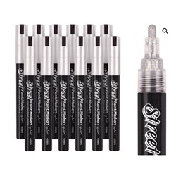 Street Paint Markers by Zart Silver Pack of 12
