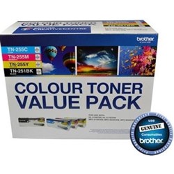 BROTHER TN251 & TN255 BLACK & COLOUR VALUE PACK TN251B X 1 TN255C/M/Y X 1 EA
